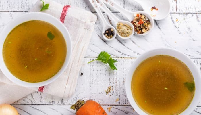 Bone broth is a healthy hydration drink for new moms to keep milk flowing 