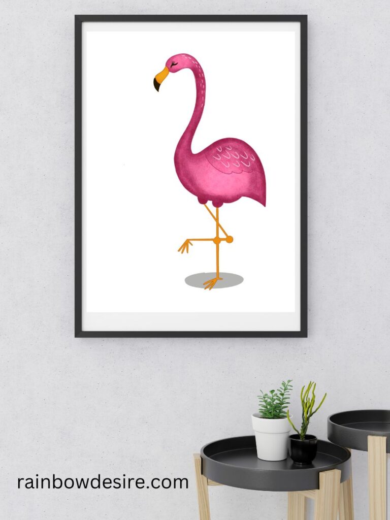 Pretty pink flamingo for girls room free nursery animal print for baby or kids room wall art 
