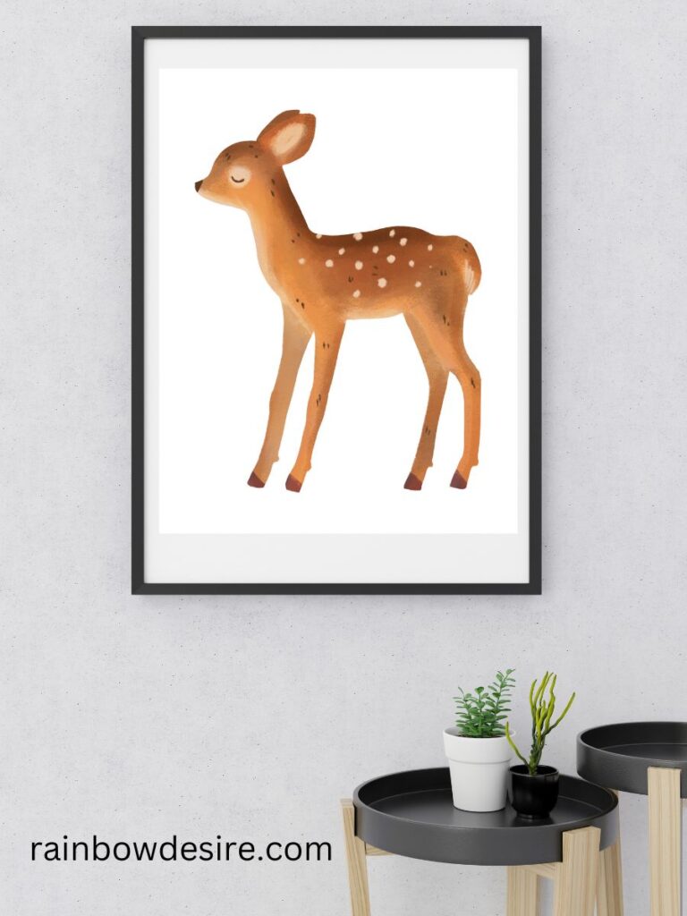 brown deer free nursery animal print for baby or kids room wall art 