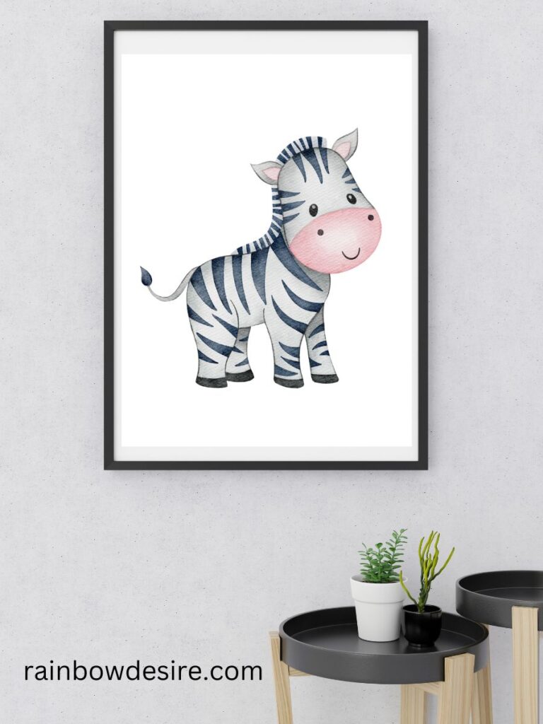 cute zebra free nursery animal print for baby or kids room wall art 