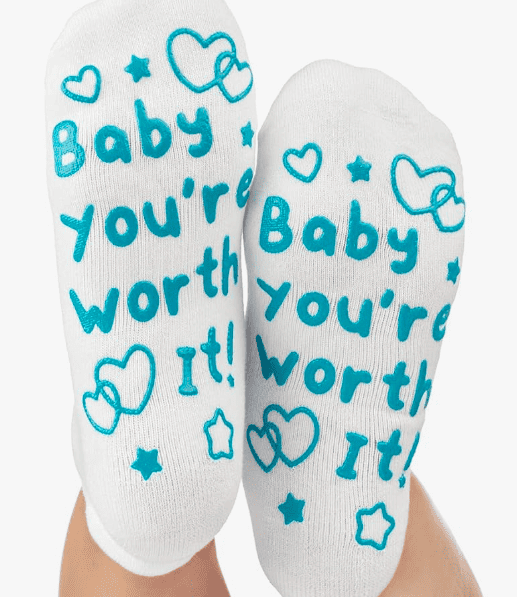 Funny labor and delivery socks for moms to be 