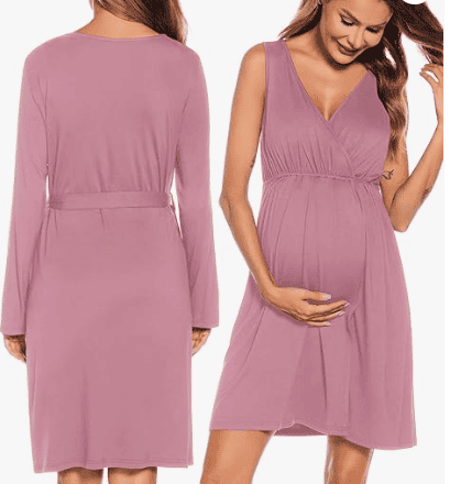 Gown and robe for expectant moms 