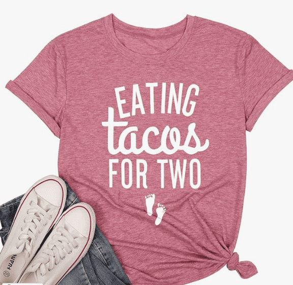 Eating tacos for two pregnancy announcement shirt for new moms to be 