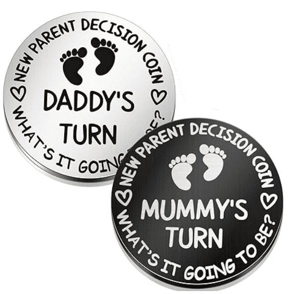 Post baby Funny gift for mom and dad - Decision coin set for mom and dad