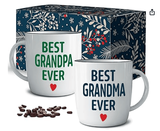 A coffee mug set for grandparents anniversary present 